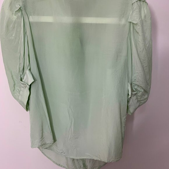 Zara Sheer Blouse Sage Green M - Picture 4 of 4